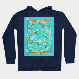 hummingbird and mockingbird, birds birdy pattern ecopop Hoodie